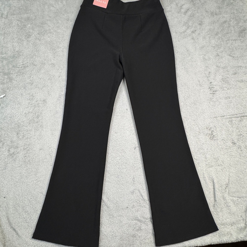 NWT Indero Scuba Black Flare Pants Gold Chain Belt High Waist L/XL BRAND NEW!